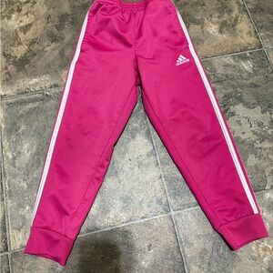 Adidas Kids Fuchsia Joggers with White Stripes
